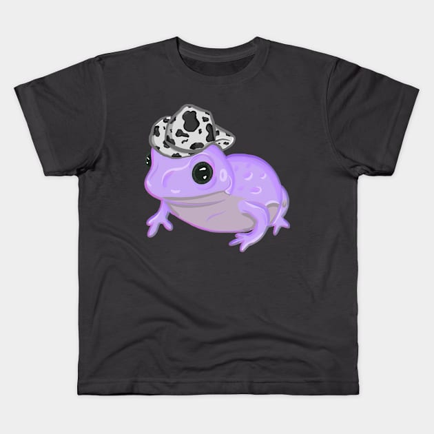 Purple Frog Wearing Cowboy Hat Kids T-Shirt by RoserinArt